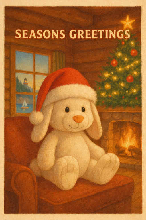 Holidays postcard featuring Angie